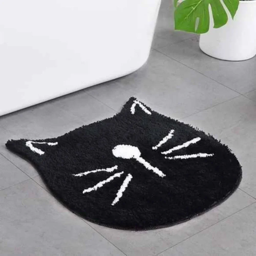 Microfiber Absorbent Bathroom Mat Cat Face NEW